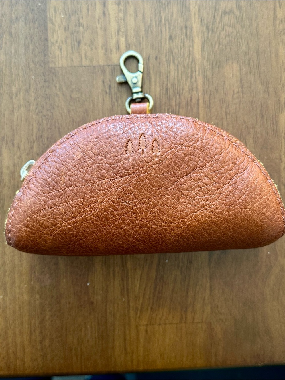 Portland Leather Goods Sunset Zippered Coin Pouch Bag Charm Sienna Brown